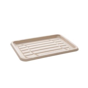   3 személyes biológiailag lebomló cukornád tálca 35×24 cm (25db/cs)